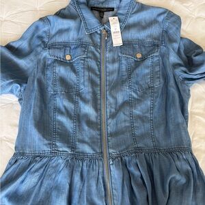 White House Black Market Light Blue Zip-Up Dress